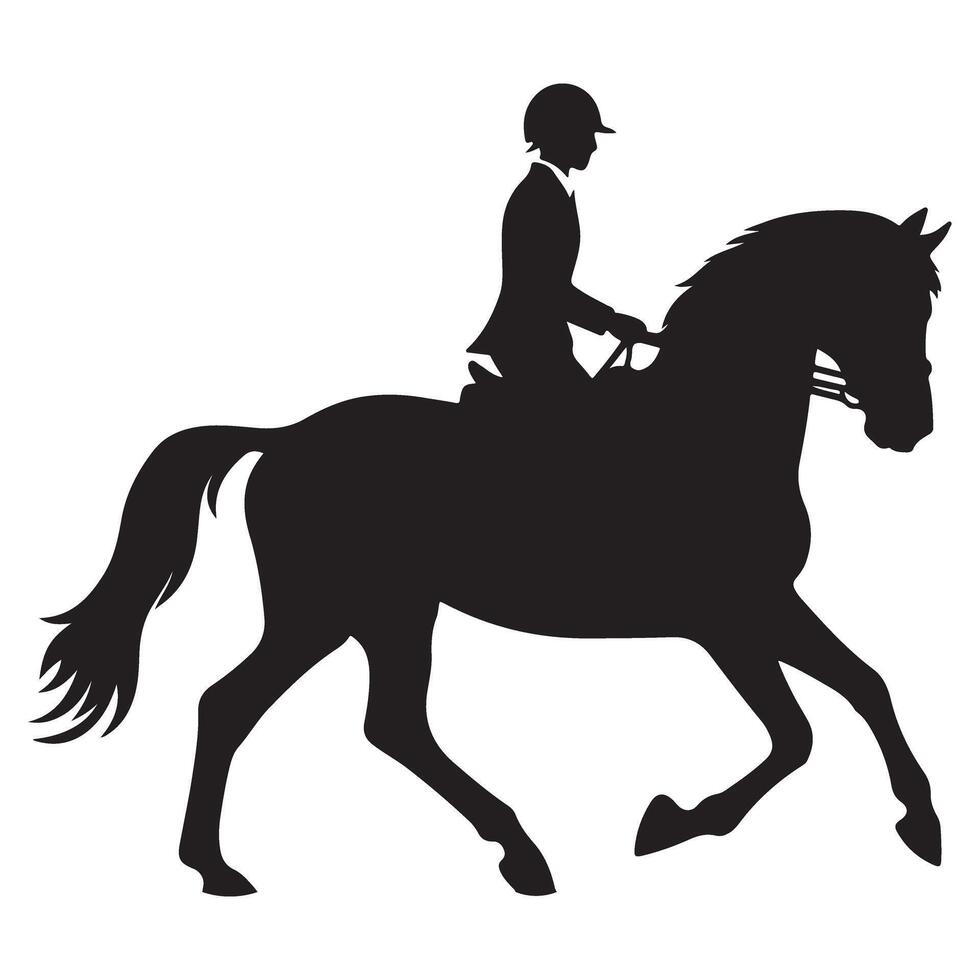 Elegant Horse and Rider Silhouette Illustration for Equestrian Enthusiasts and Designers vector