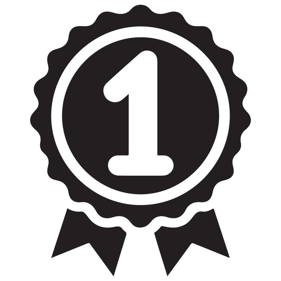 Winning First Place Number One Badge Representing Top Achievement vector