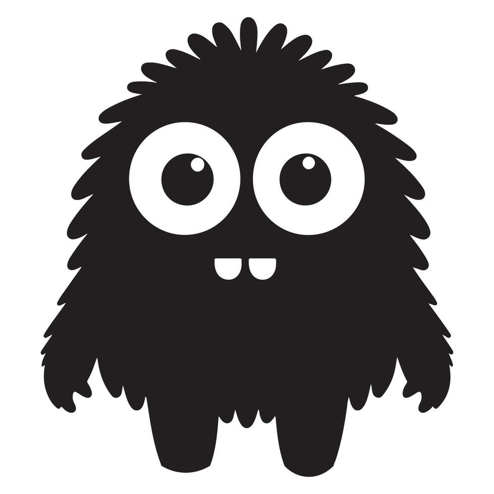 Cute Furry Monster Silhouette Character Graphic Illustration Design vector