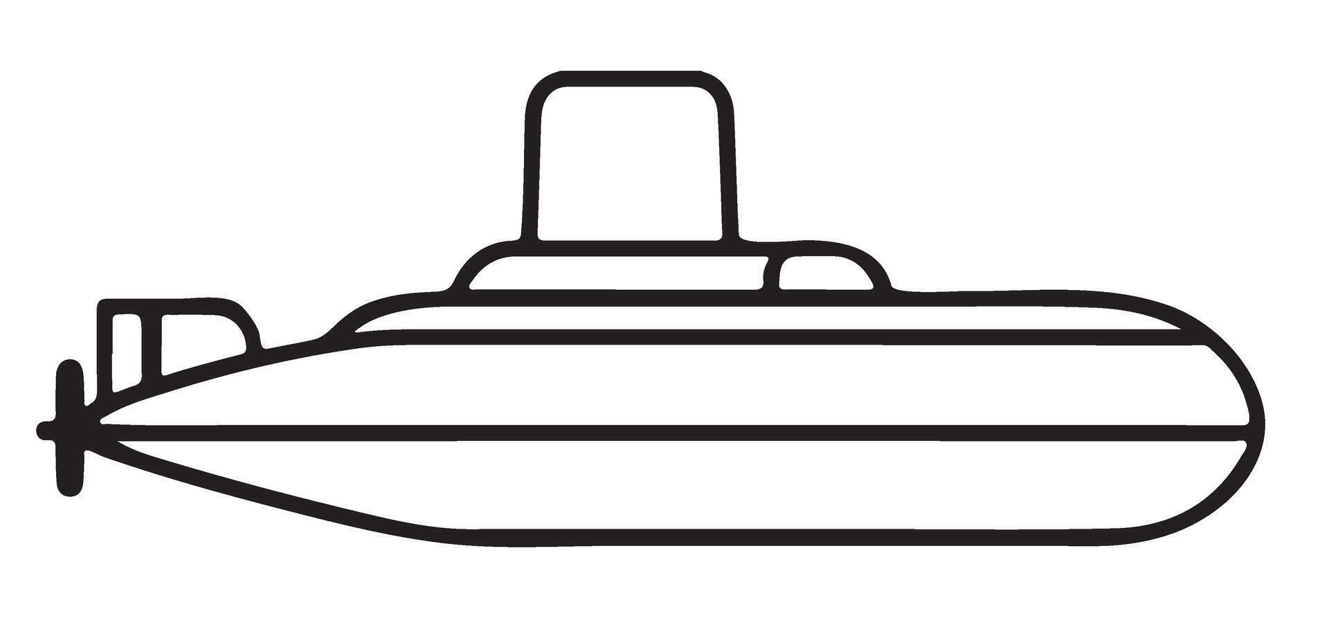 Simple Submarine Outline Drawing Basic Naval Vessel Illustration Art vector