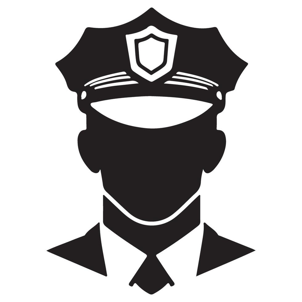 Silhouette of Policeman Hat Illustration Image vector