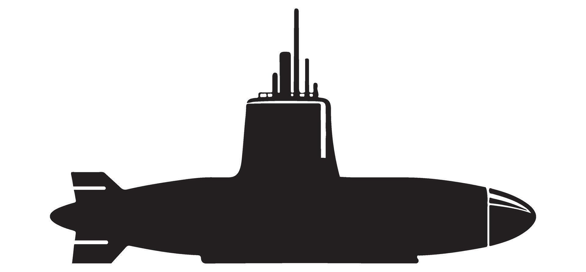 Detailed Submarine Silhouette Graphic A Naval Technology Illustration vector