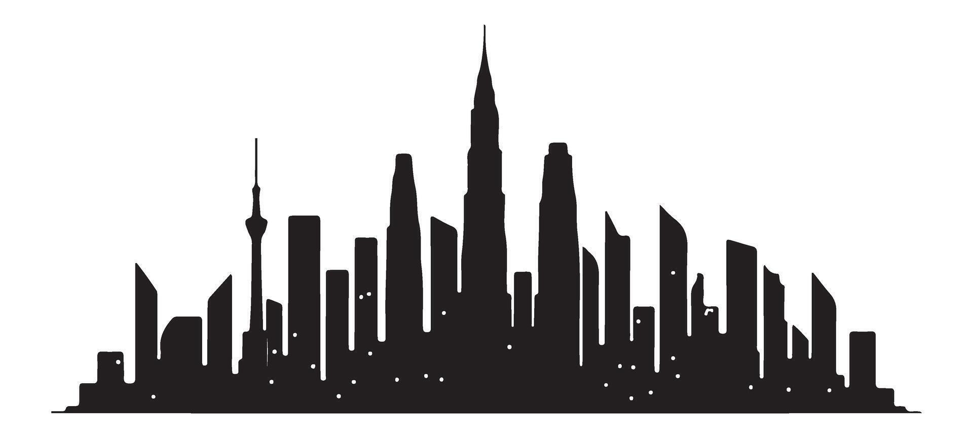 Cityscape Silhouette Illustration of Modern Urban Skyline View vector