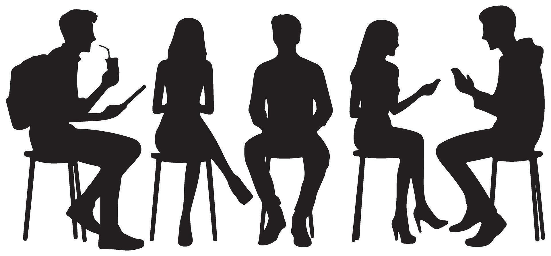 Silhouette of People Sitting in Chairs Illustration Image vector