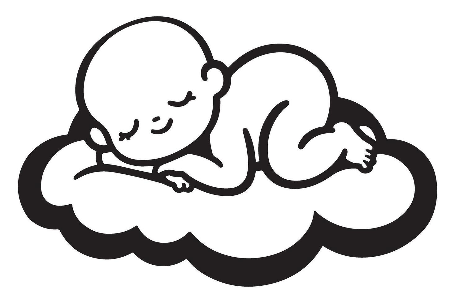 Sleeping Baby on Cloud Graphic Represents Innocence and Dreams vector