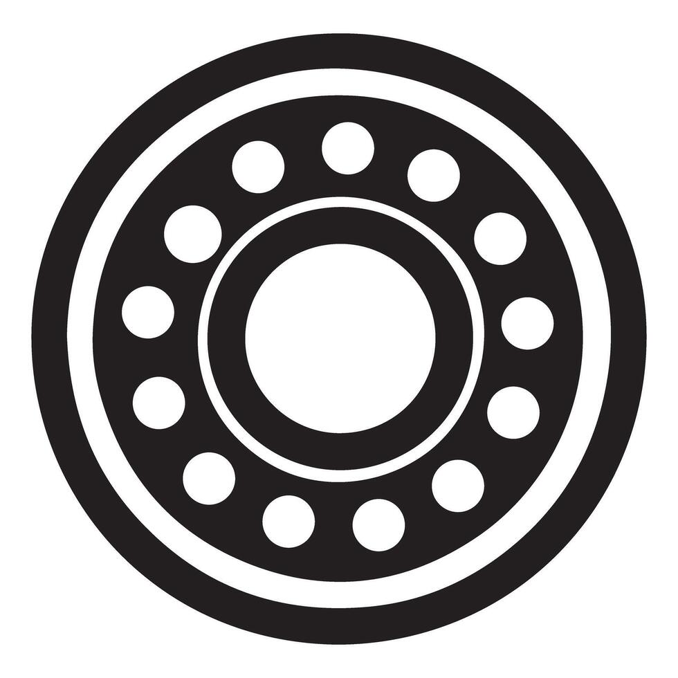Bearing Round Silhouette Illustration Machinery Component Engineering Parts Icon vector