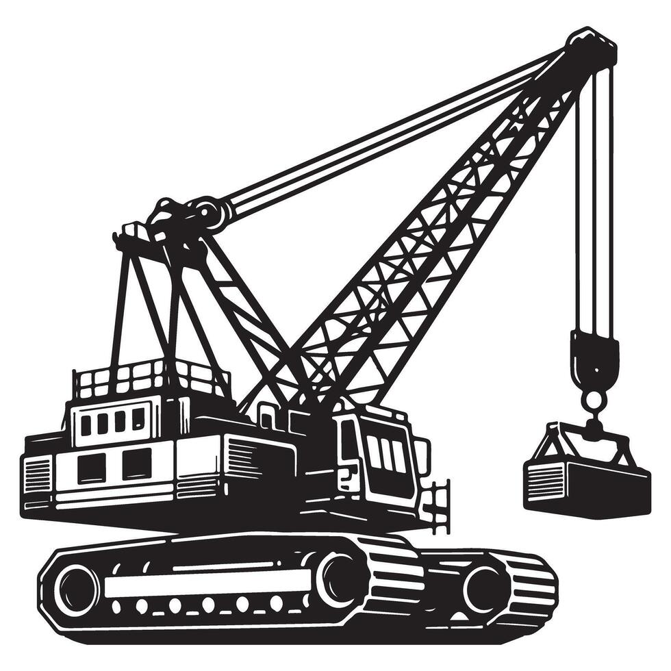 Tower Crane Illustration for Construction and Lifting Operations vector
