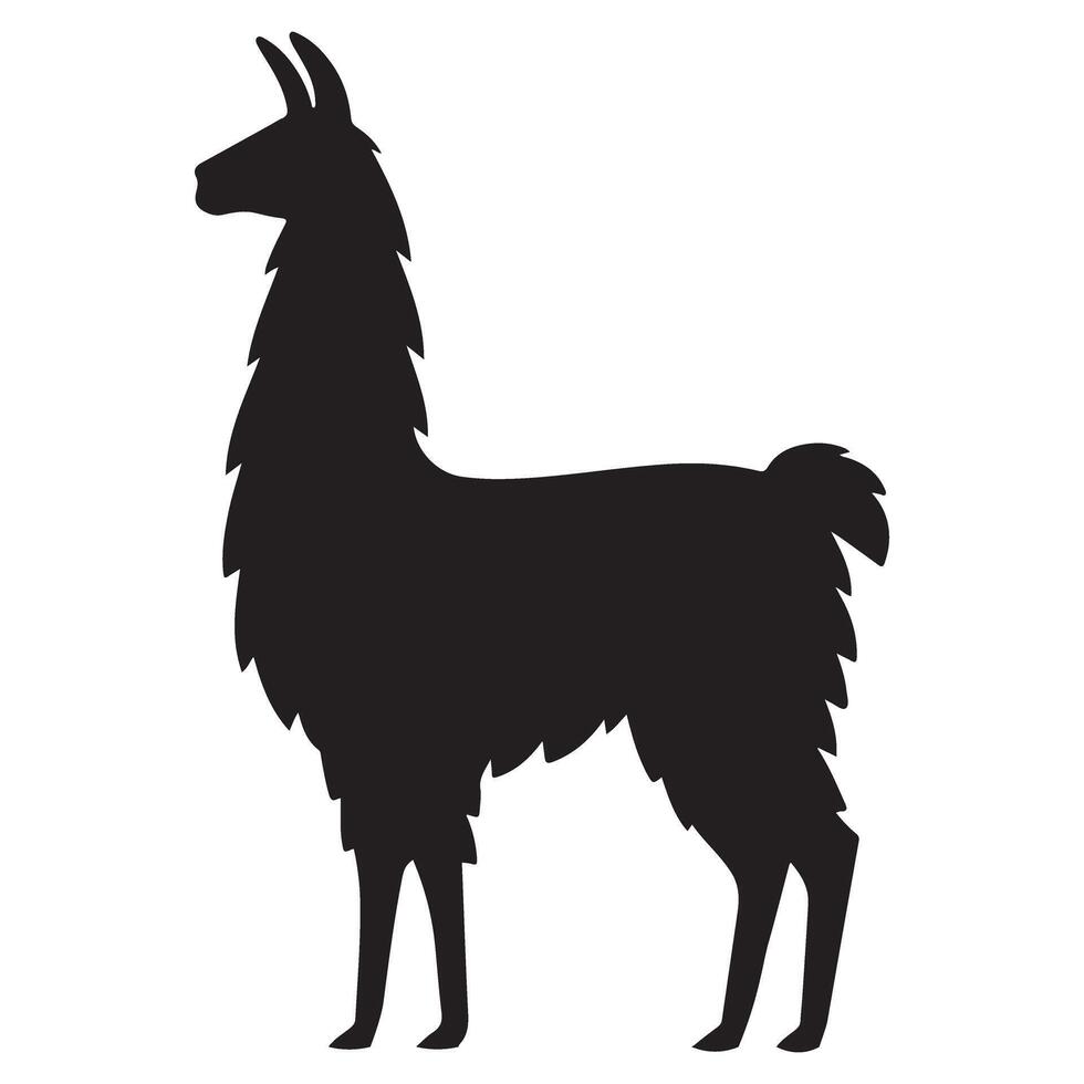 Elegant Llama Silhouette Design Resource for Graphic Artists and Crafters vector