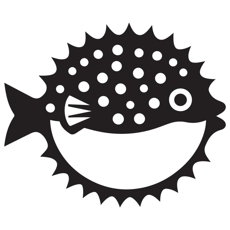Puffer Fish Illustration Image of Inflated Fish with Spikes vector