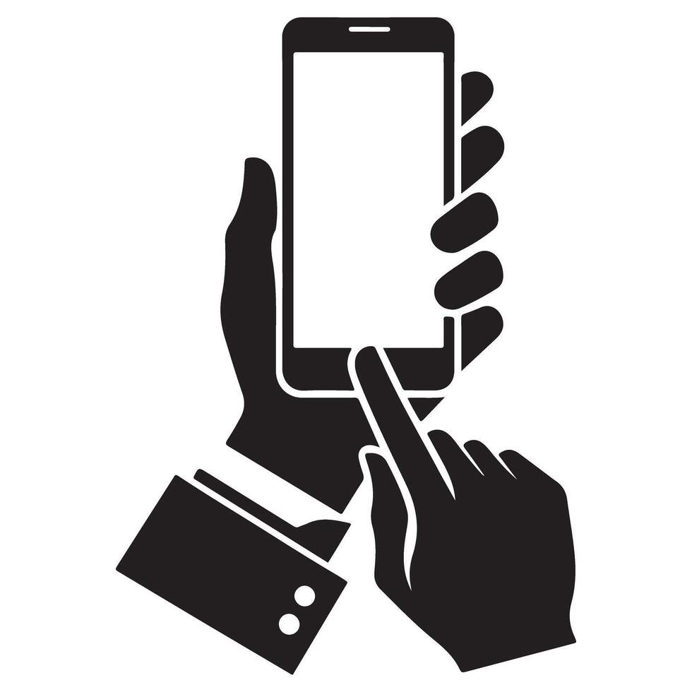 Mobile Phone Interaction Hands Holding and Touching Smartphone Screen vector