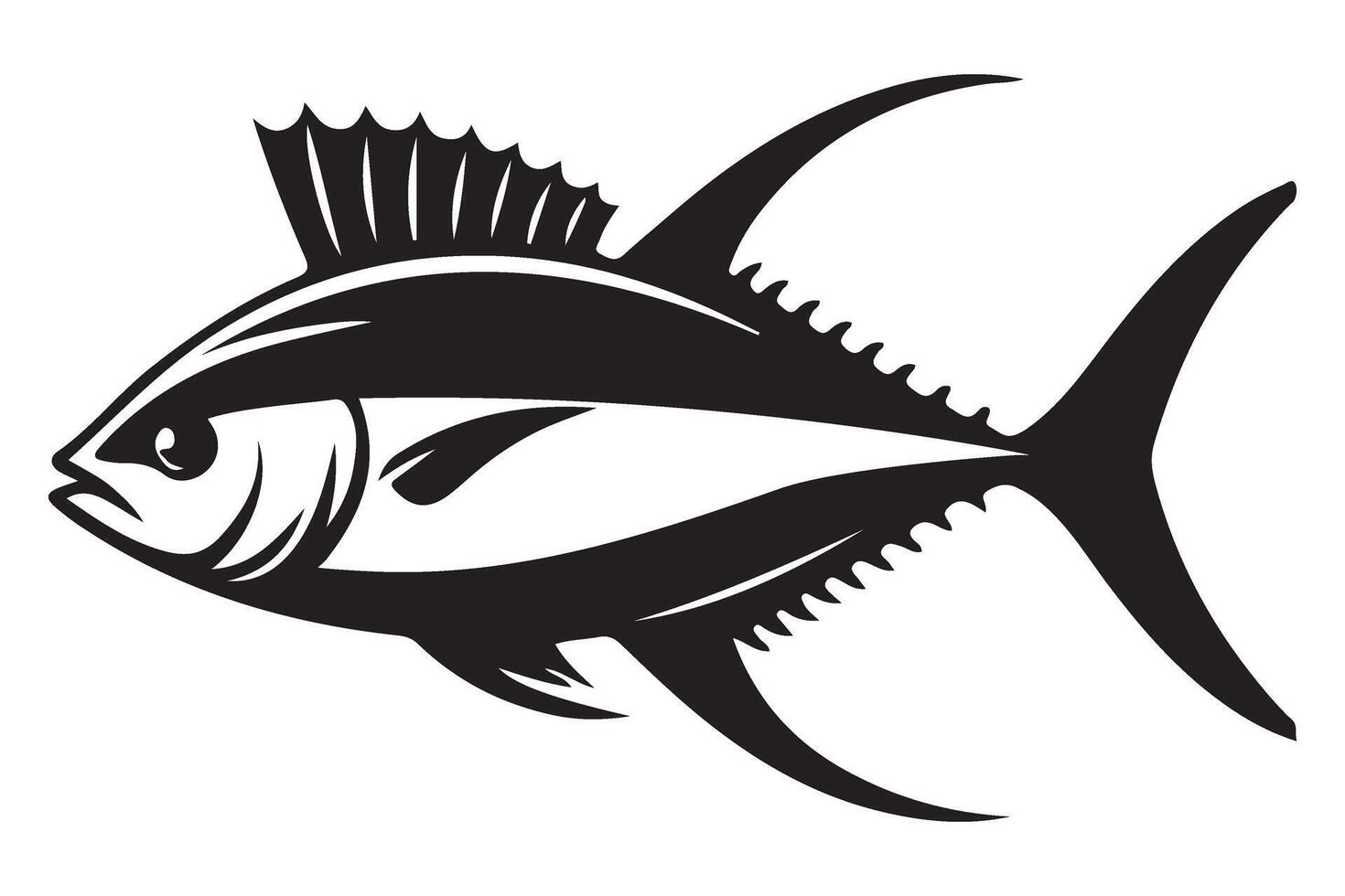Tuna Fish Silhouette Illustration Marine Wildlife Graphic Design vector