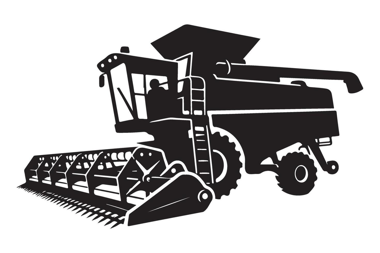 Agricultural Combine Harvester Silhouette Farm Equipment Illustration vector