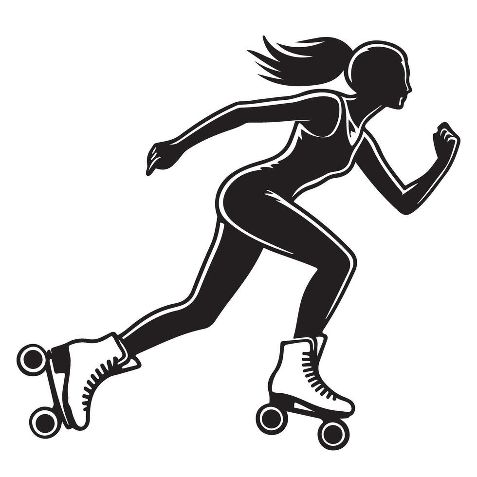 Roller Skater Silhouette Graphic Woman Skating Illustration vector