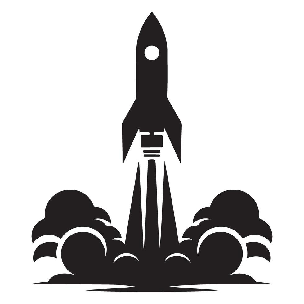 Rocket Launch Black Silhouette Icon Symbol Graphic Element vector