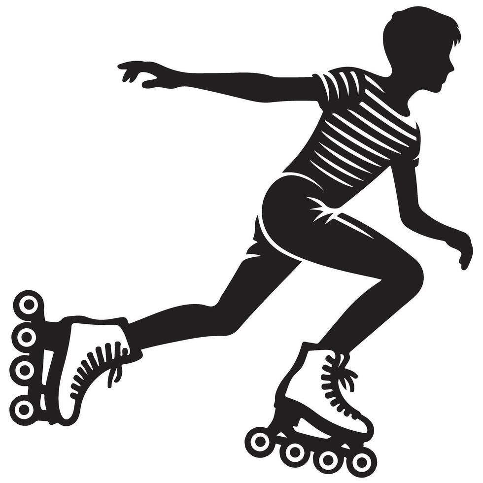 Silhouette of Roller Skater Performing Artistic Moves With Agility vector