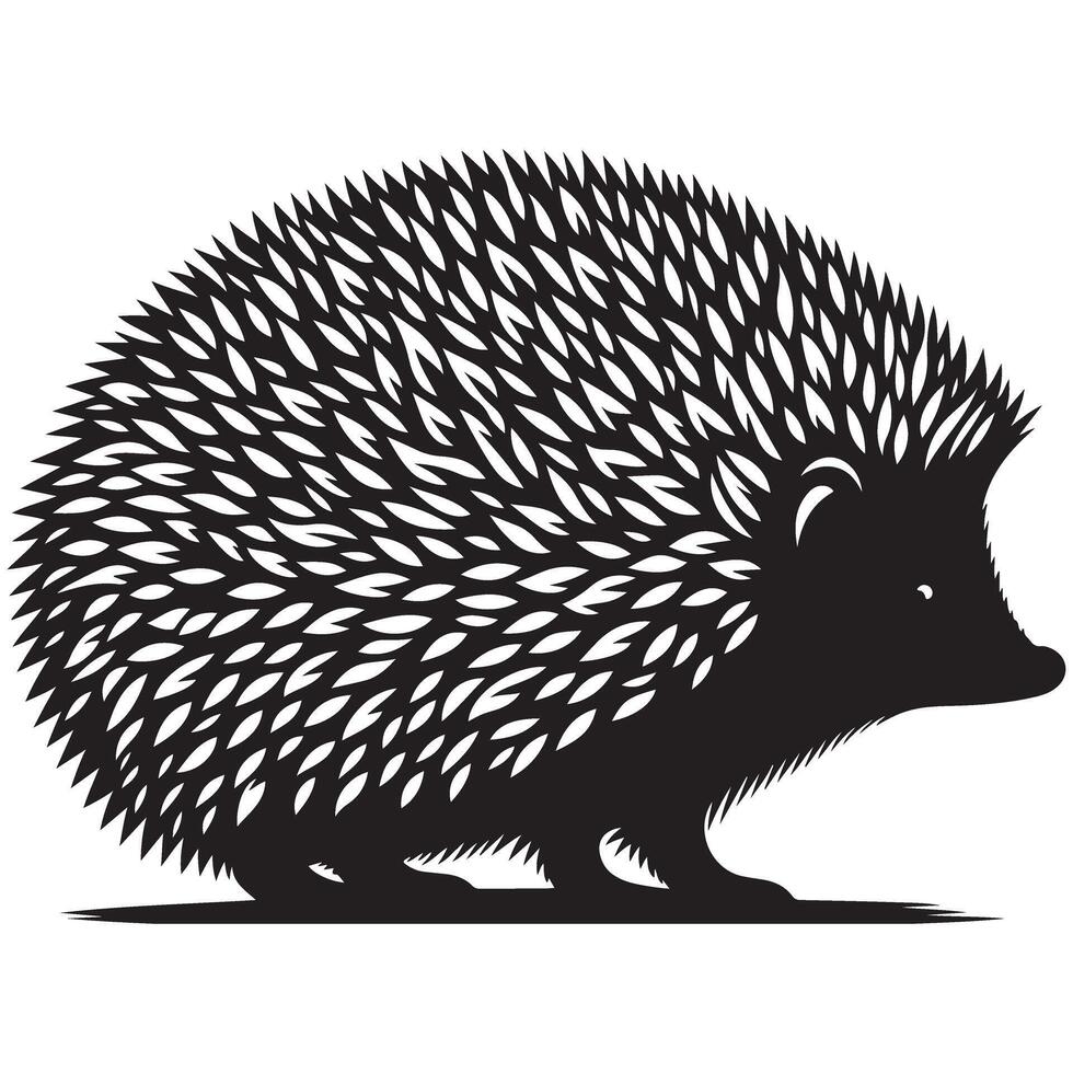 Silhouette Hedgehog Standing Illustration With Spiky Wild Animal Features vector
