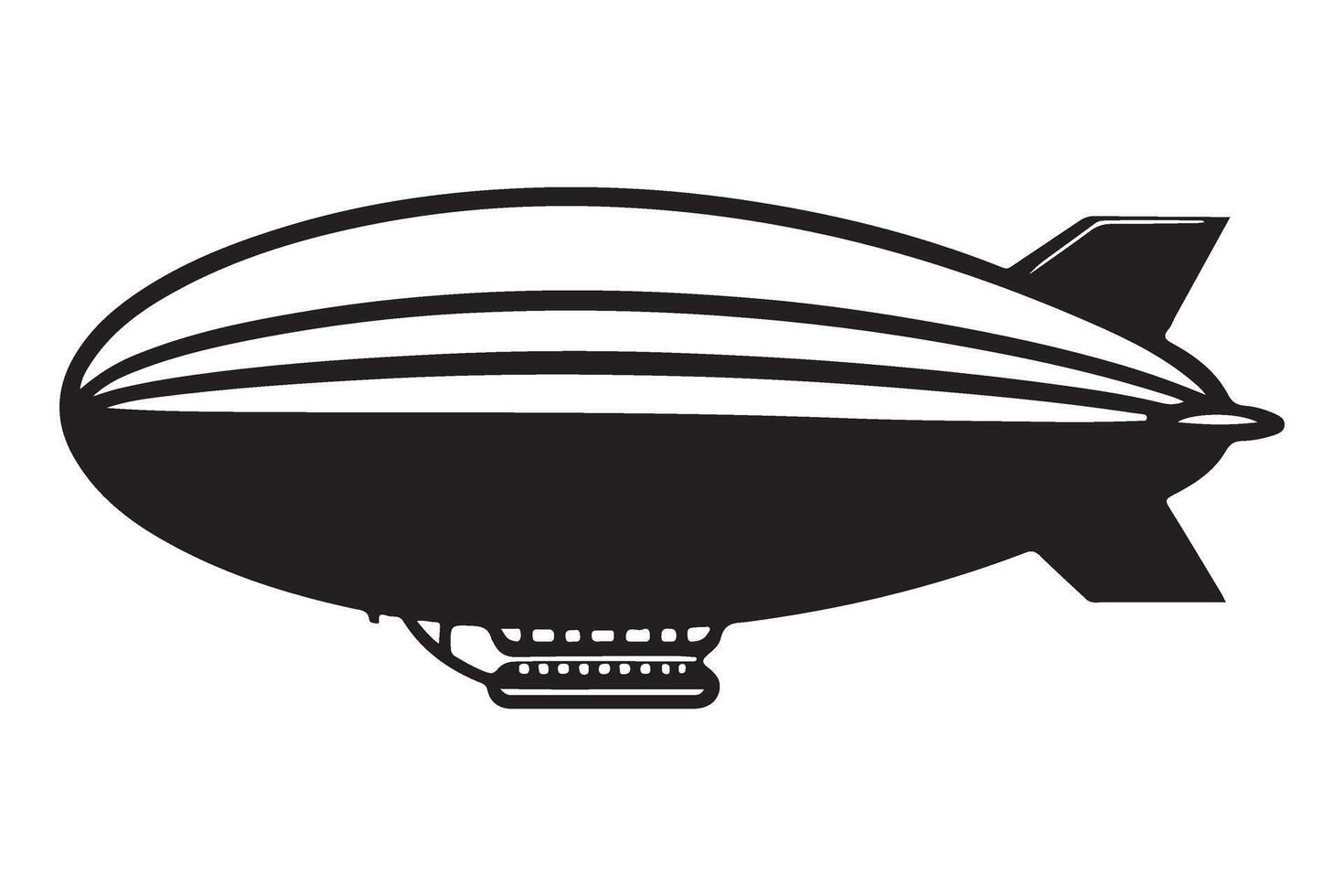 Vintage Blimp Airship Silhouette Art Illustration Image vector
