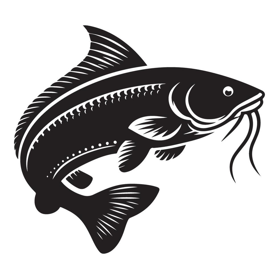 Catfish Silhouette Illustration for Fishing and Seafood Themes vector