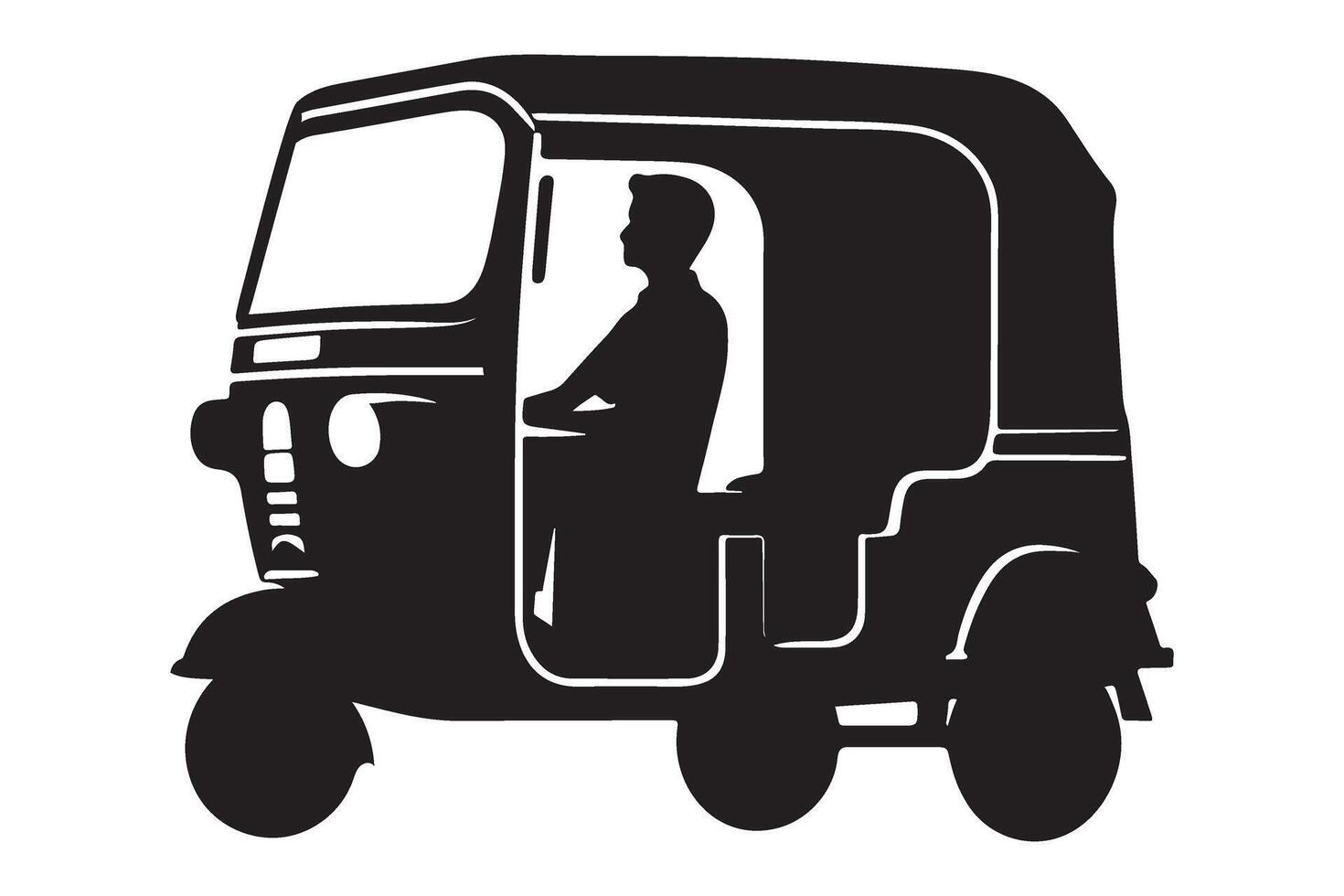 Auto Rickshaw Silhouette Art A Three Wheeled Vehicle Illustration vector