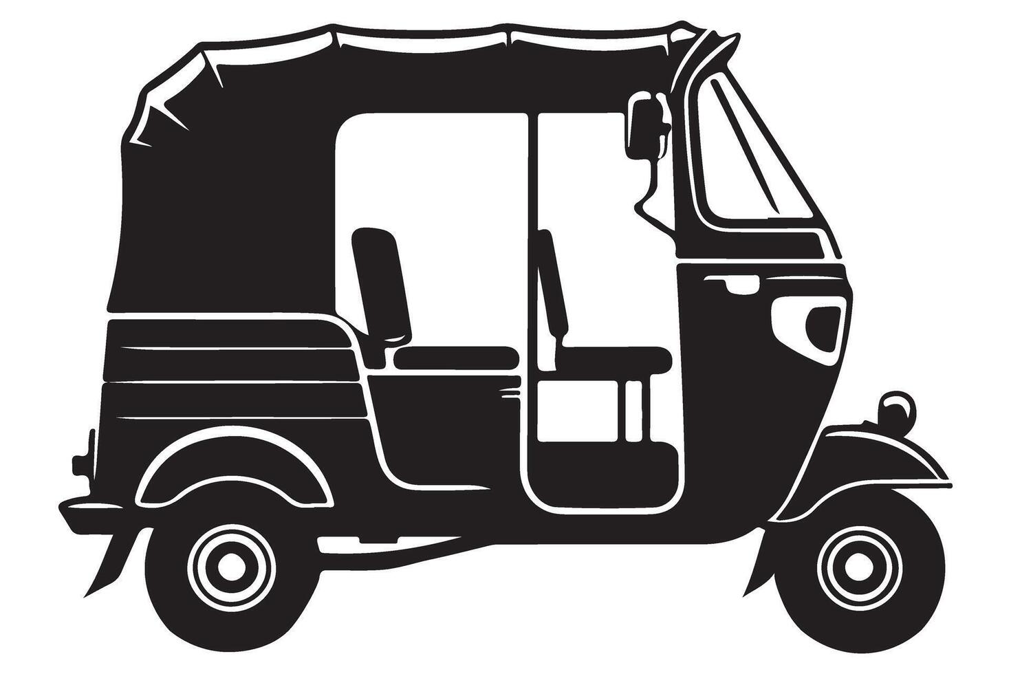 Classic Auto Rickshaw Silhouette A Three Wheeled Transport Illustration vector