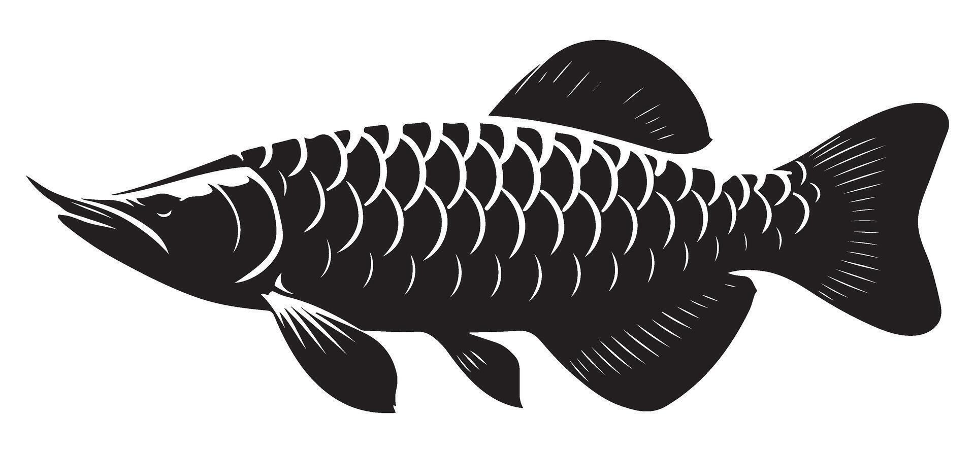 Arowana Fish Silhouette Illustration Exotic Aquatic Design Art vector