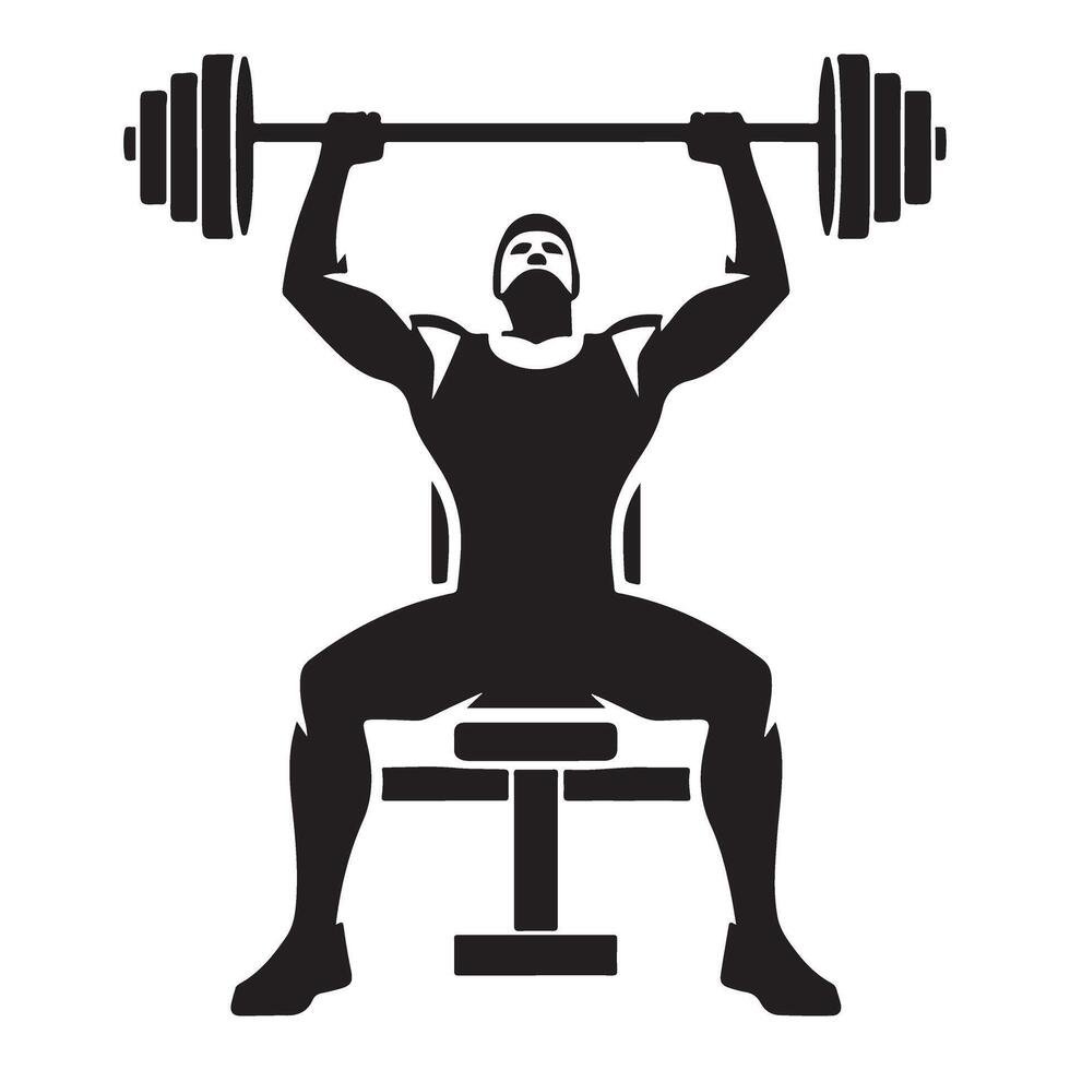 Weightlifter Silhouette Illustration Performing Overhead Press Exercise vector