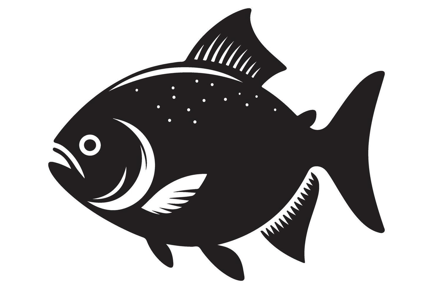 Piranha Fish Silhouette Art Aquatic Predator Illustration Design vector