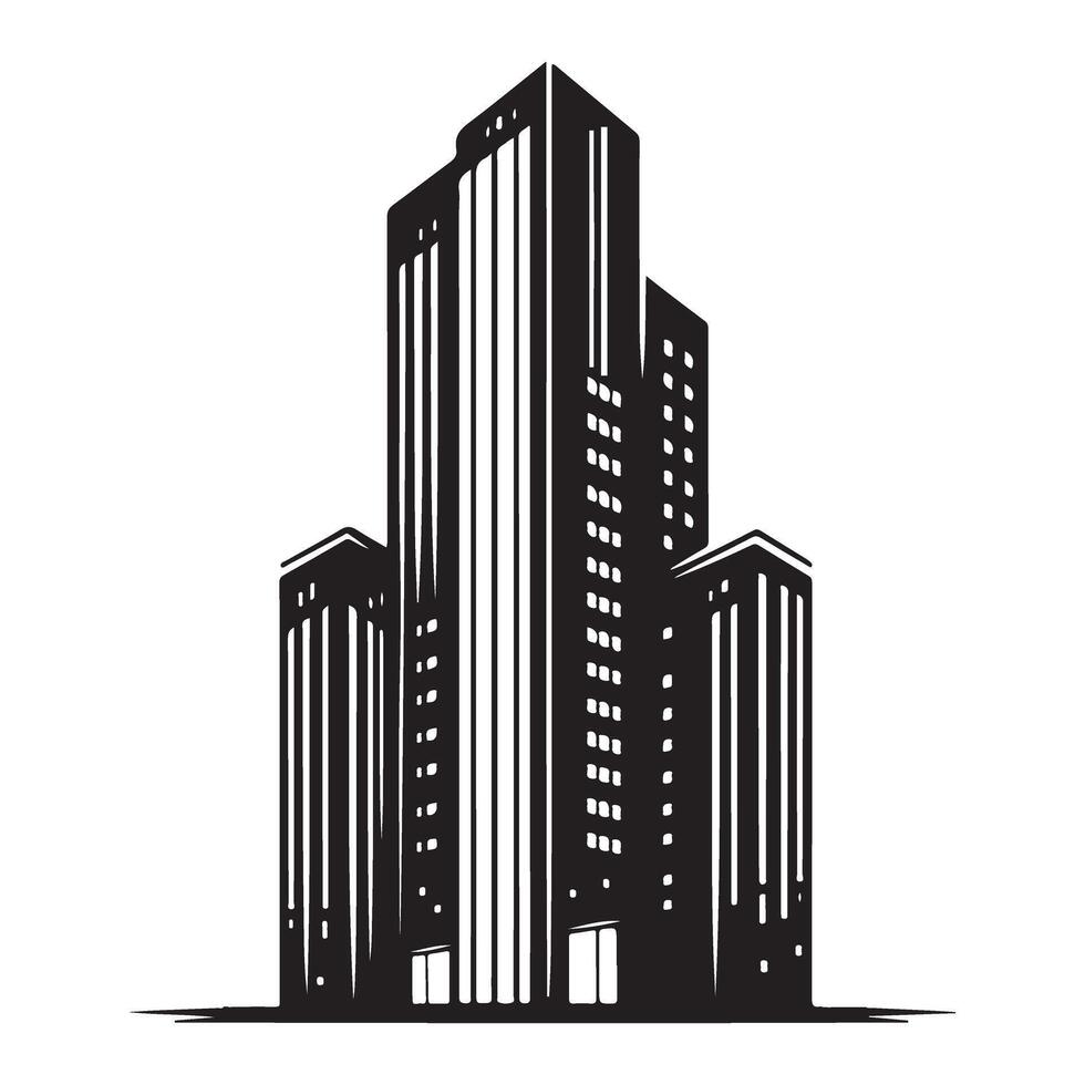 Skyscraper Silhouette Illustration for Urban Cityscape and Business Designs vector