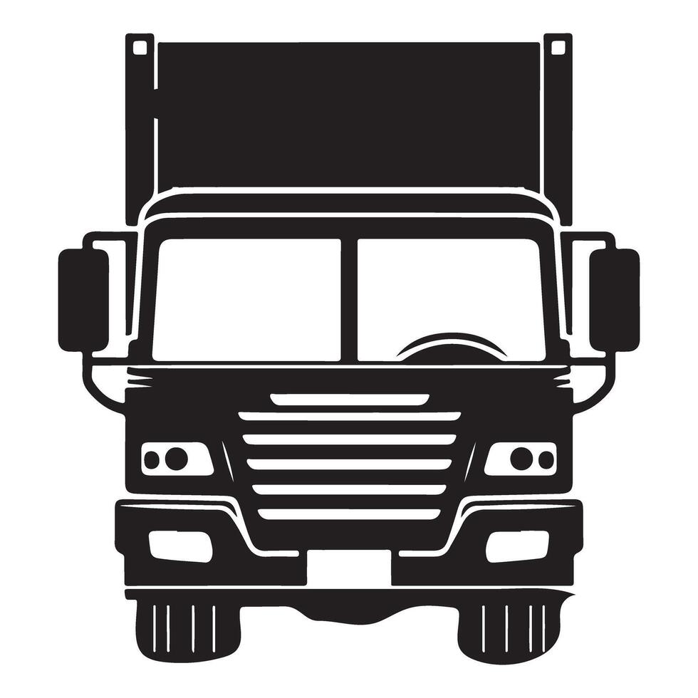 Front view of heavy truck silhouette illustration vector