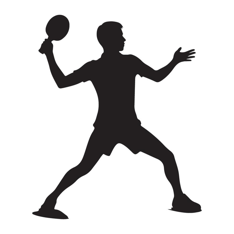 Table Tennis Player Silhouette Illustration for Sports Enthusiasts Design vector
