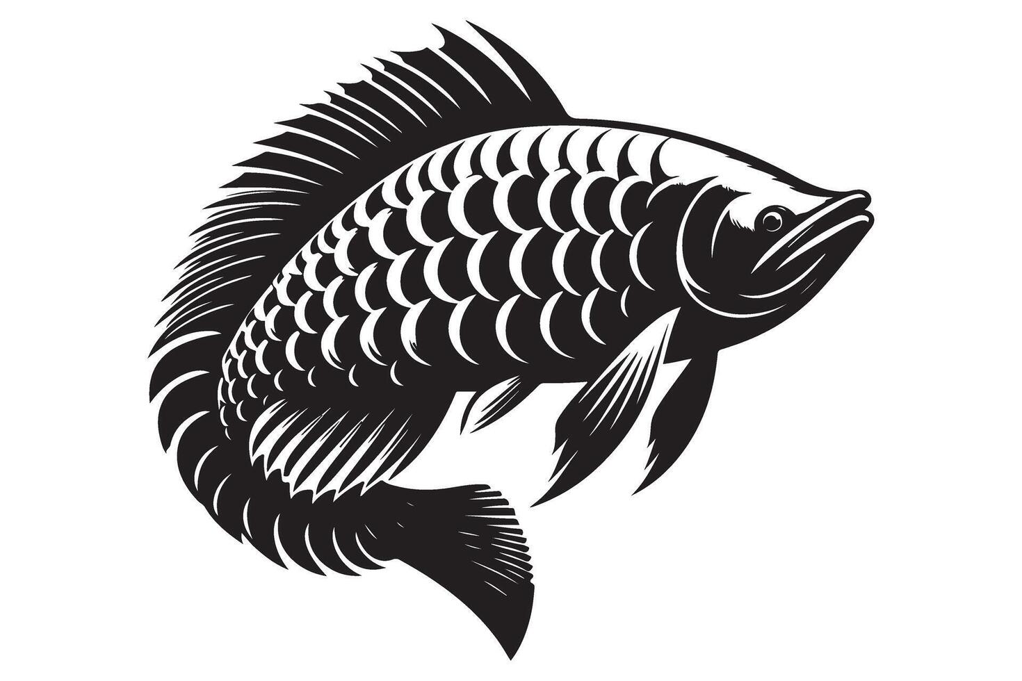 Elegant Arowana Fish Illustration Graceful Aquatic Animal Design vector