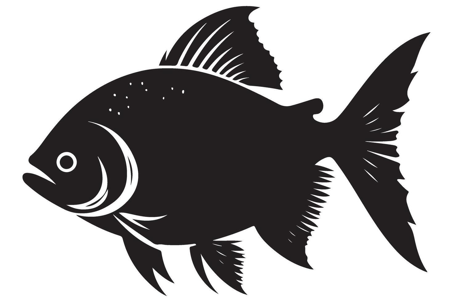 Piranha Fish Illustration With Sharp Teeth and Dark Silhouette vector