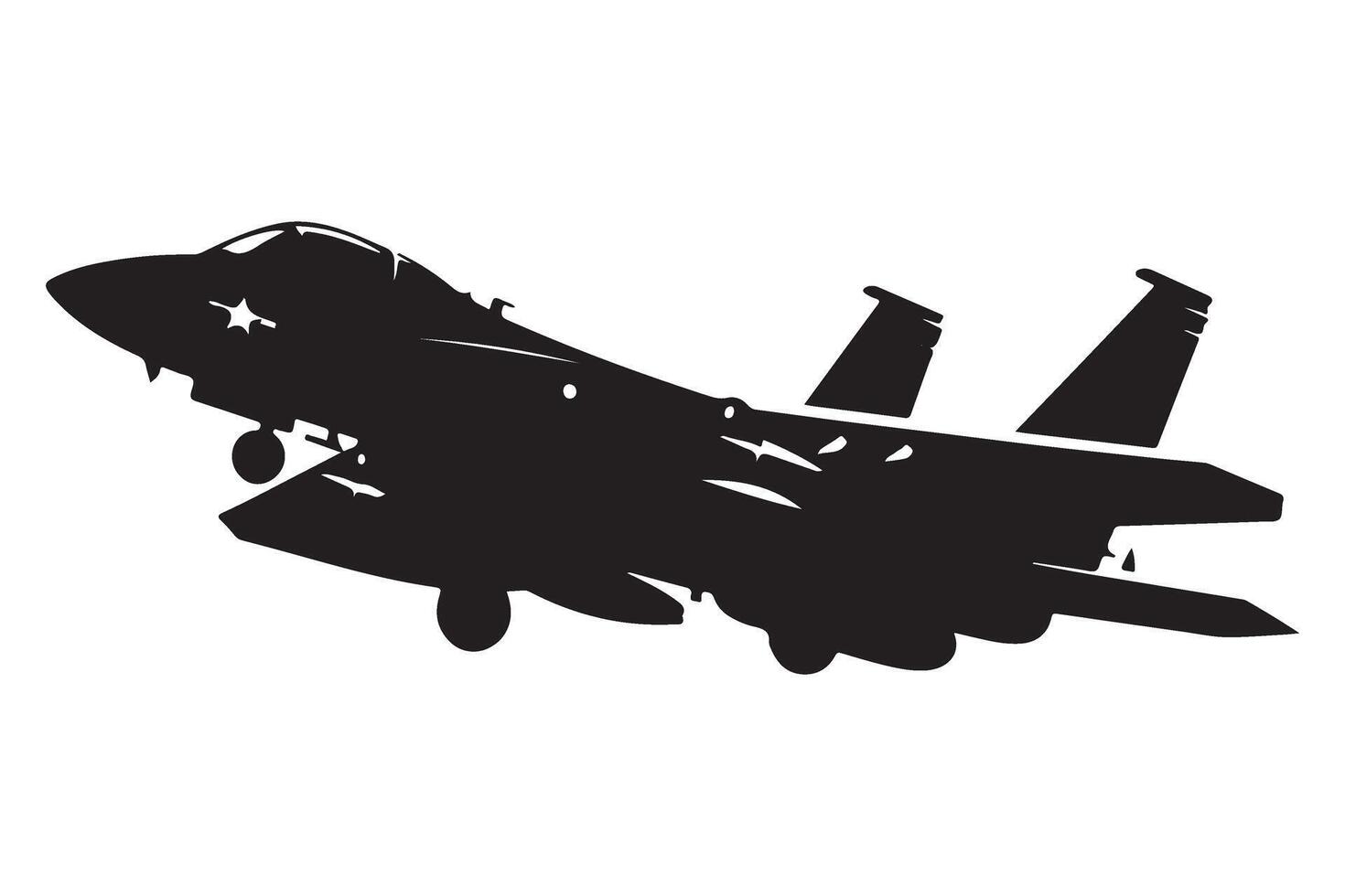 Fighter Jet Silhouette Military Aircraft Warplane Illustration Design vector