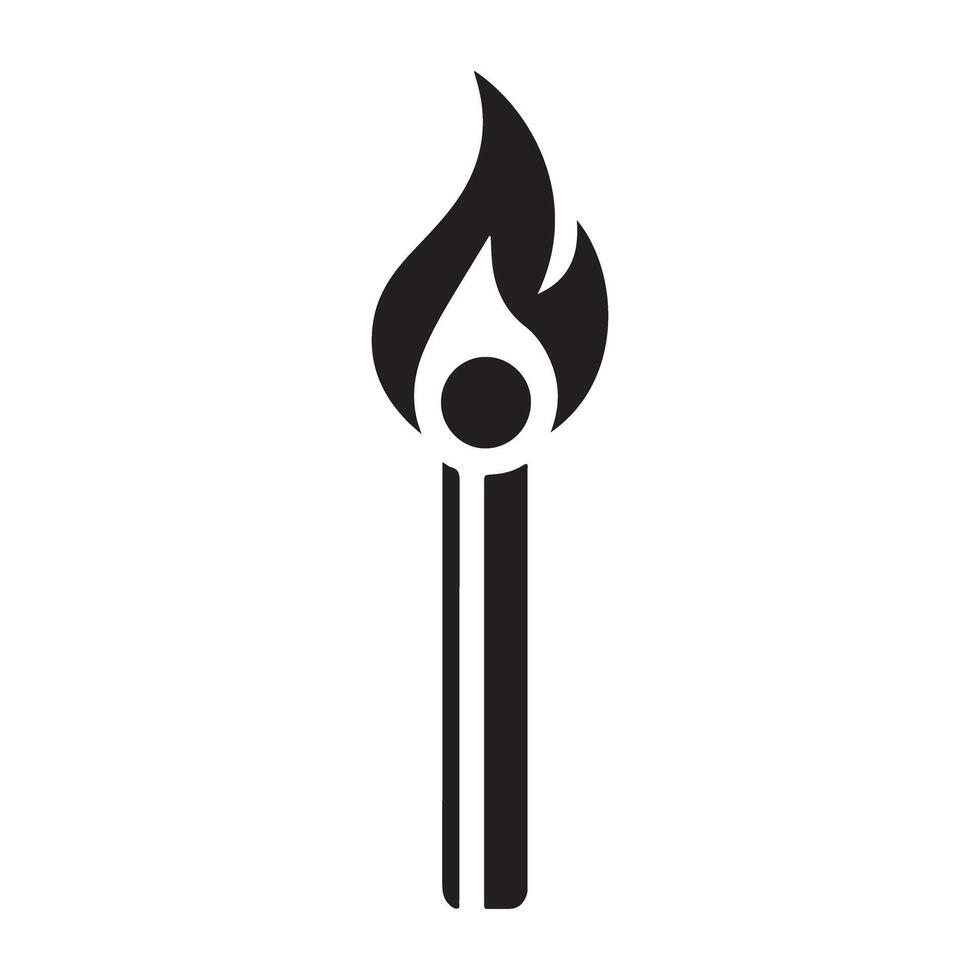 Burning Matchstick Illustration Icon for Fire and Light Designs vector