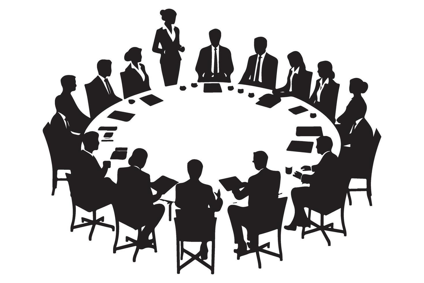 Meeting Conference Table Silhouette Illustration for Business vector