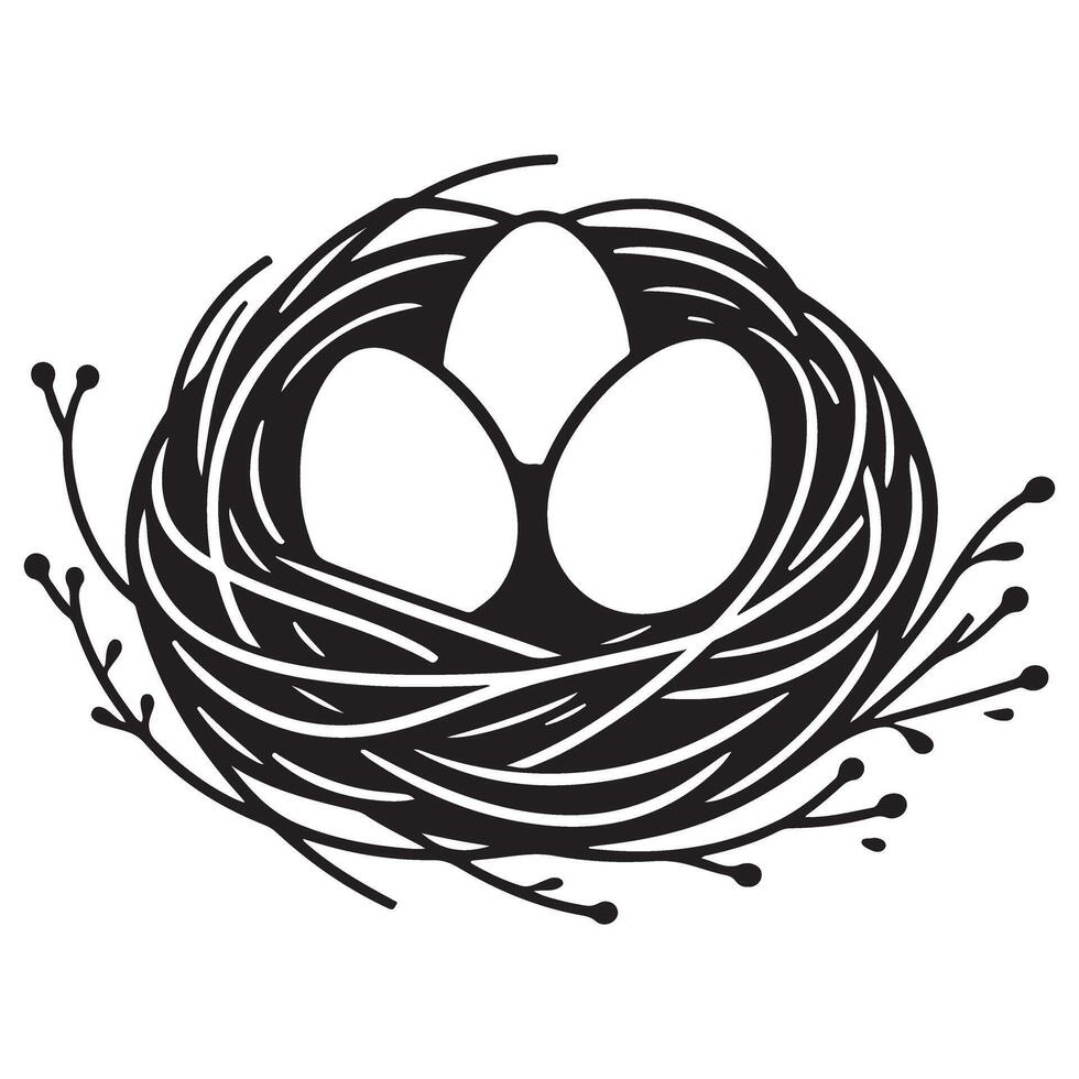 Charming bird's nest illustration with eggs perfect for spring design projects vector