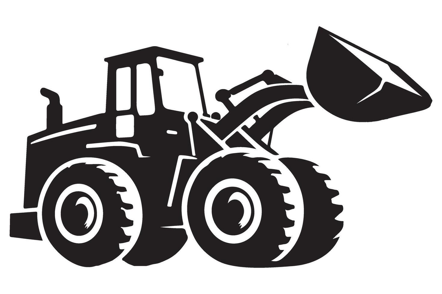 Front Loader Silhouette Illustration Construction Equipment Art vector