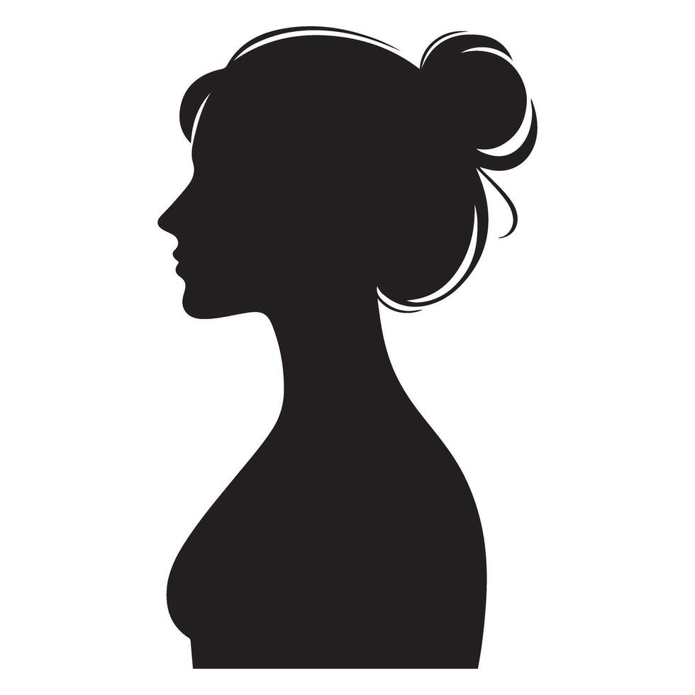 Elegant Woman Profile Silhouette Art Illustration for Creative Design vector