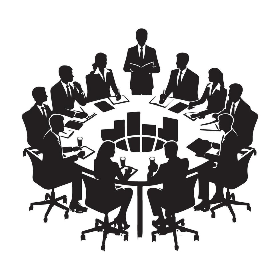 Strategic Business Meeting Illustration Depicting Leadership and Collaboration vector