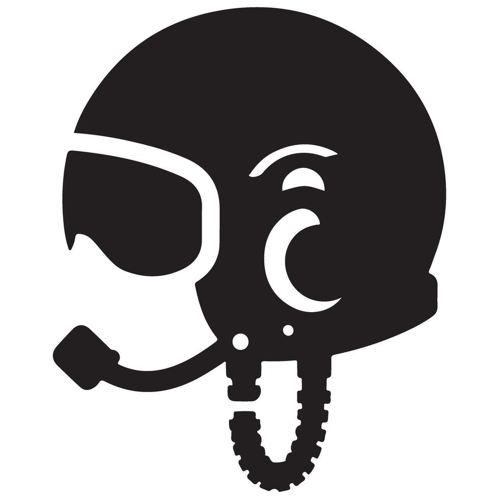 Intense Fighter Pilot Helmet Silhouette A Symbol of Aviation Prowess vector