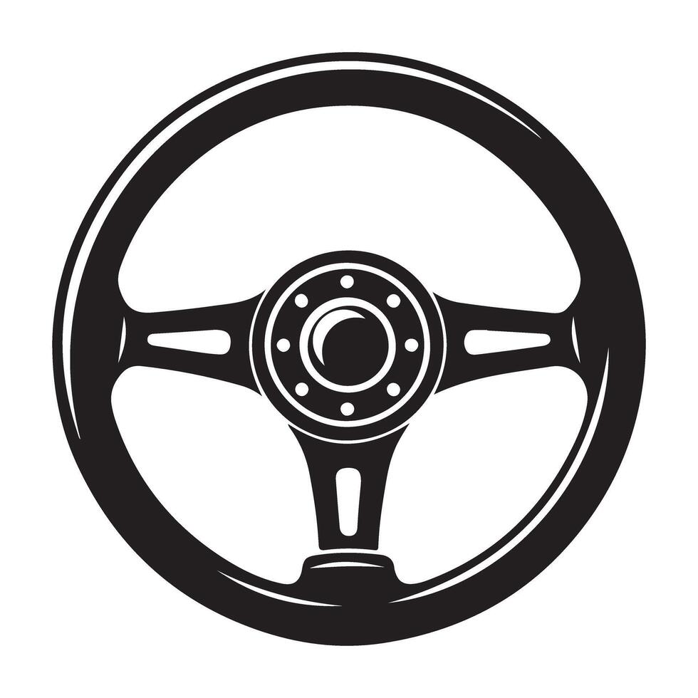 Detailed Steering Wheel Silhouette for Automotive Themed Designs vector