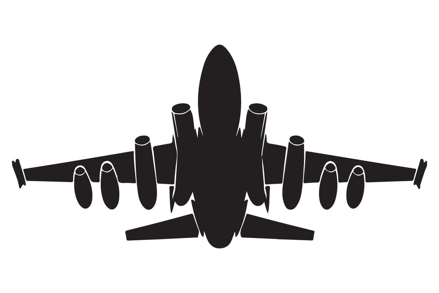 Top View Silhouette of a Military Cargo Plane Image vector