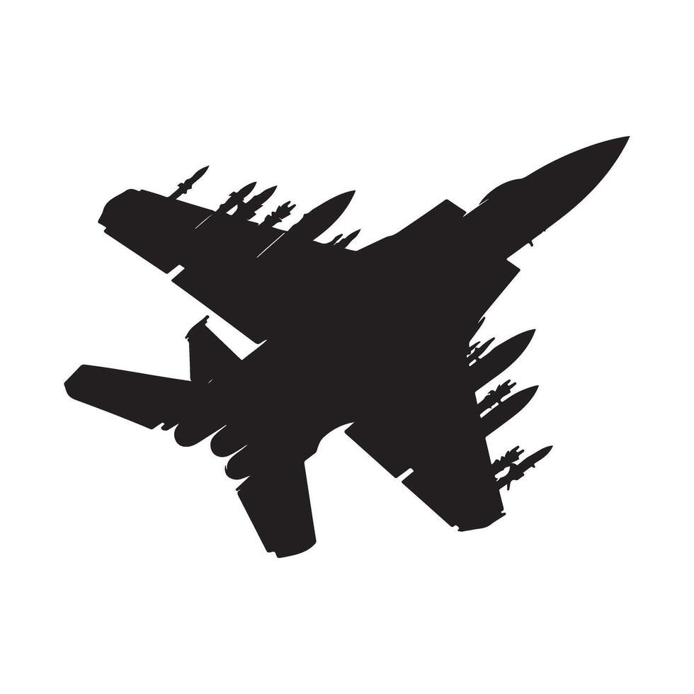 Fighter Jet Silhouette Graphic Illustration for Aviation and Defense vector