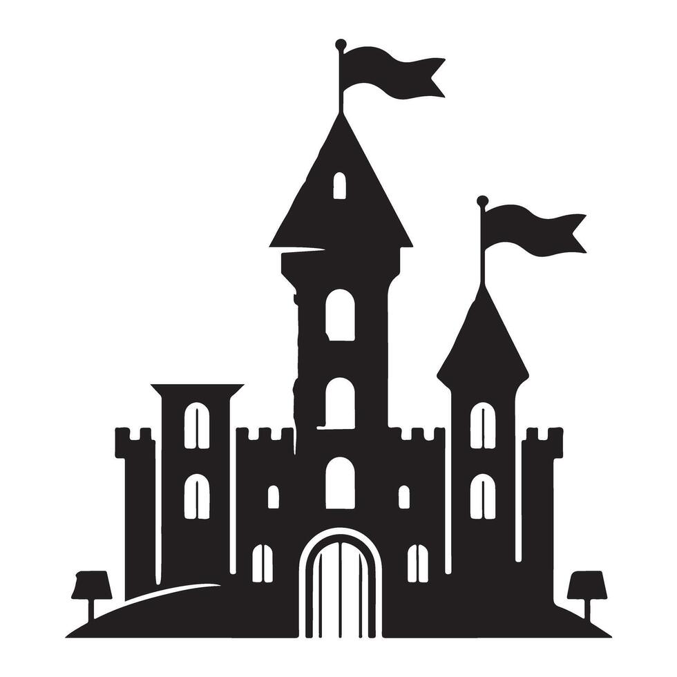 Enchanting Castle Silhouette Illustration A Timeless Icon for Fantasy Designs vector