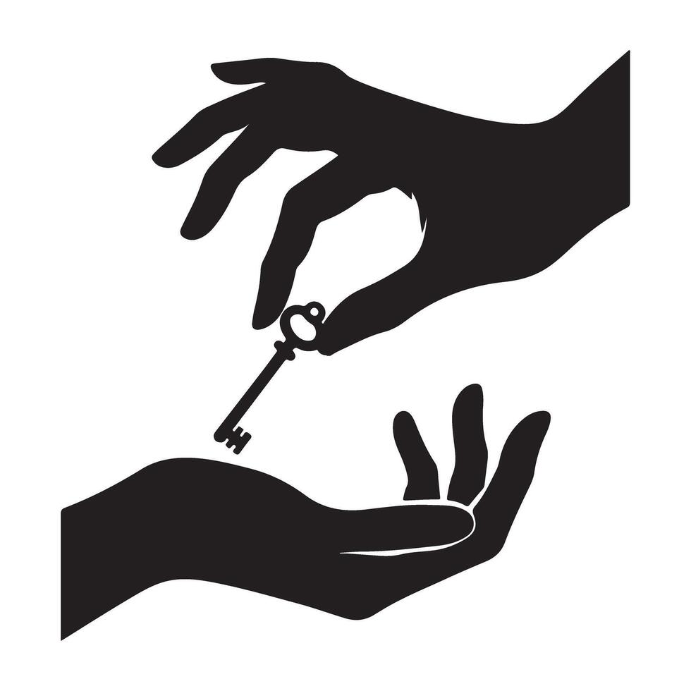 Key Exchange Symbol of Transferring Control Ownership Silhouette vector