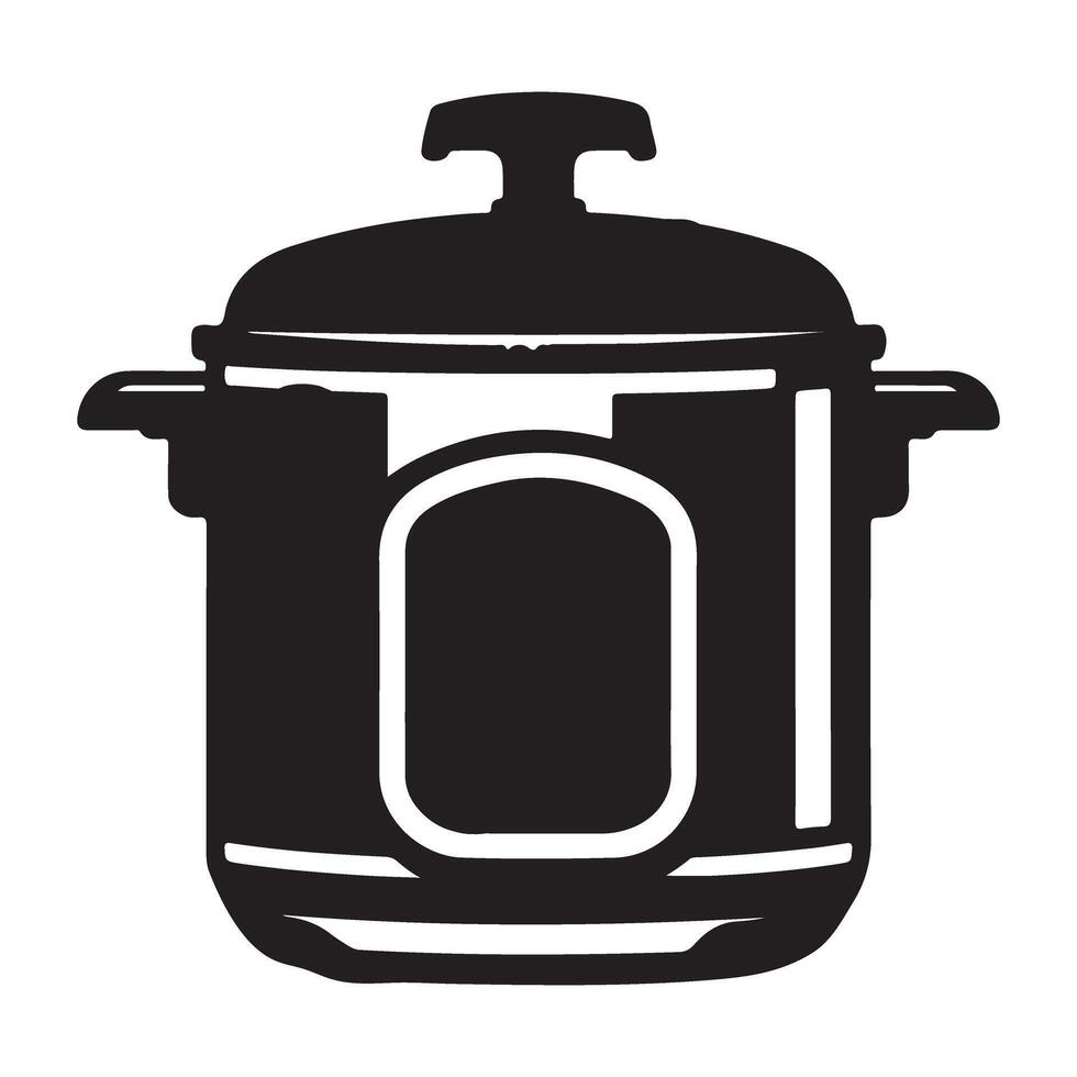 Black Instant Pot Illustration For Kitchen Cooking Appliance vector