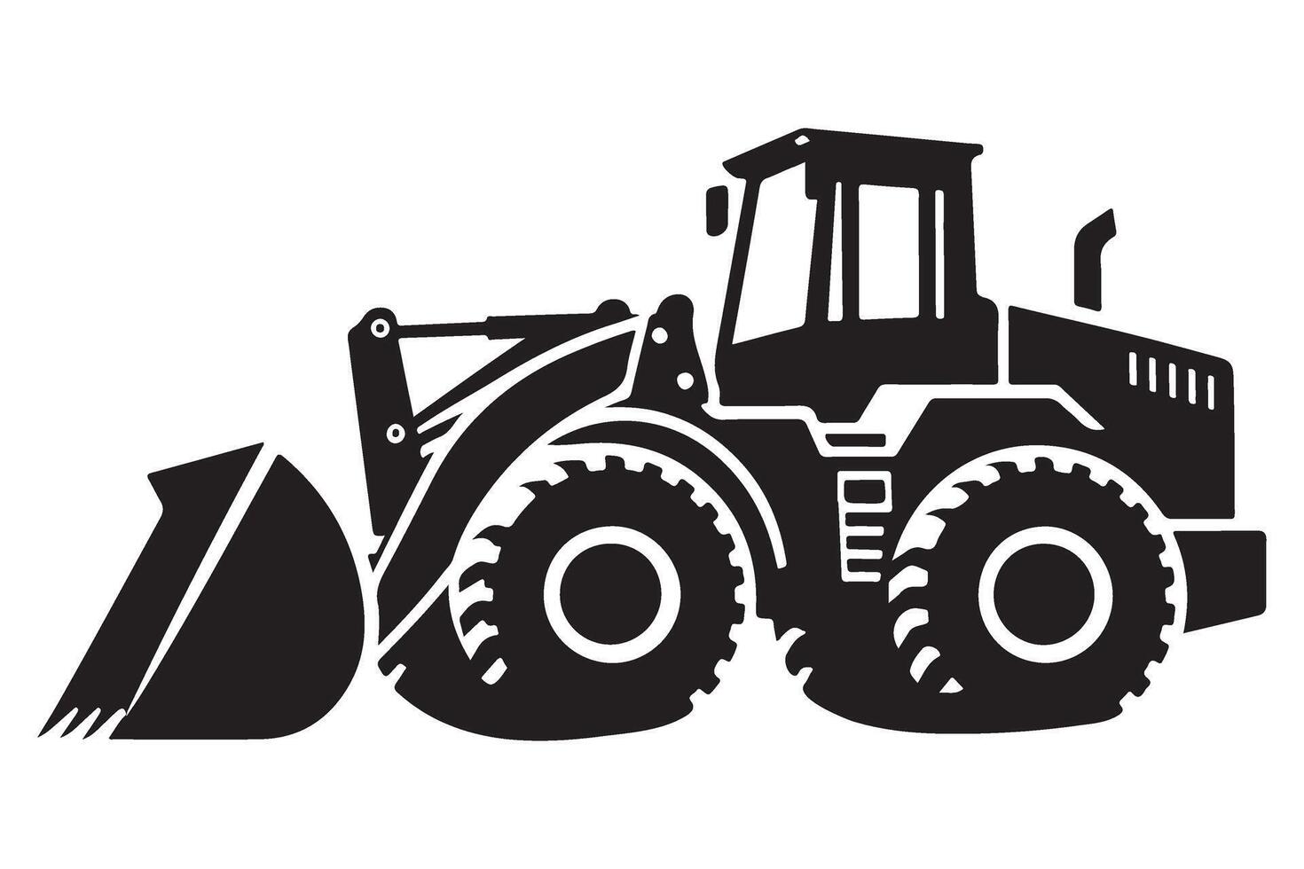 Silhouette illustration of heavy bulldozer front loader machine vector