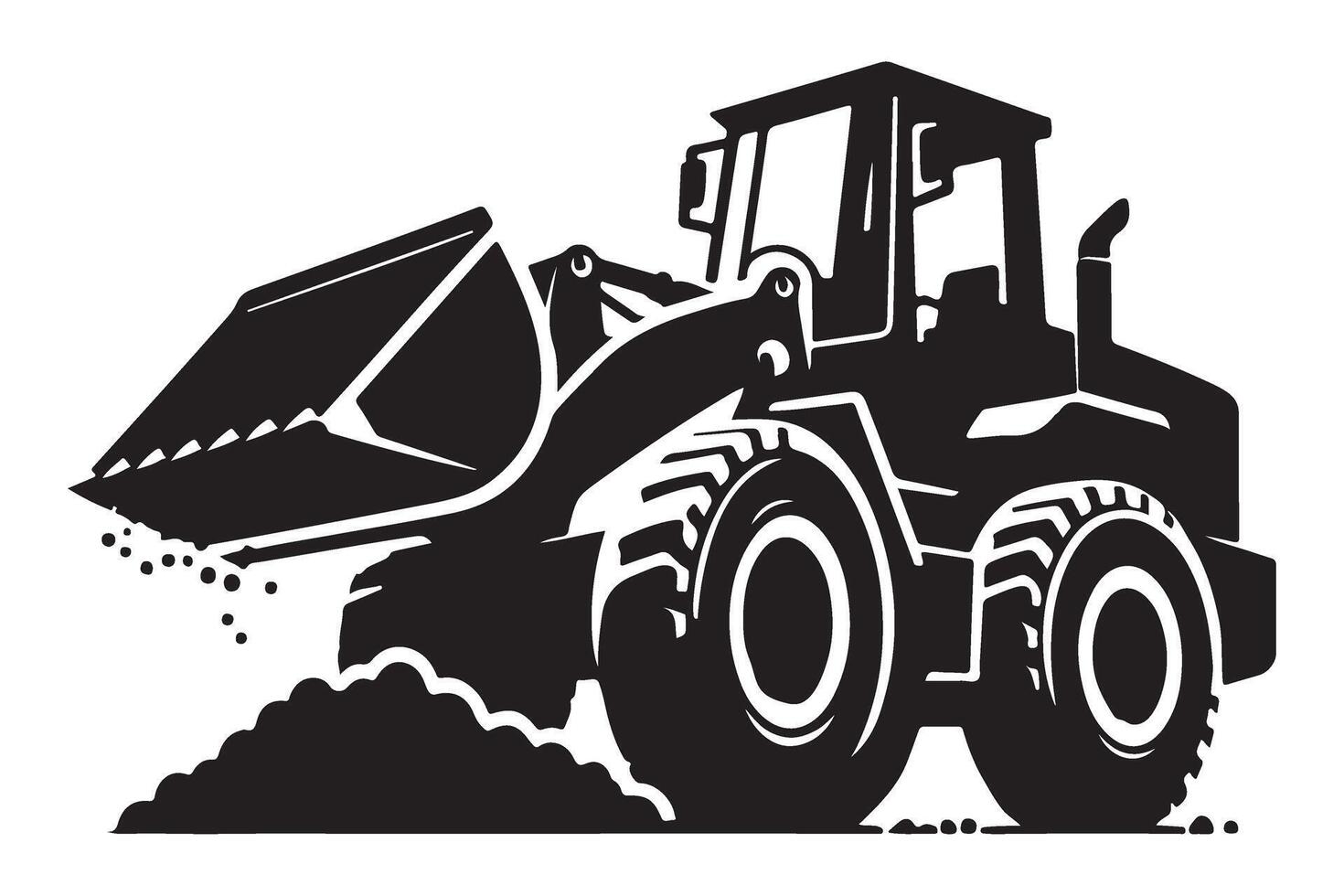 Heavy Construction Front End Loader Silhouette Illustration for Building Projects vector