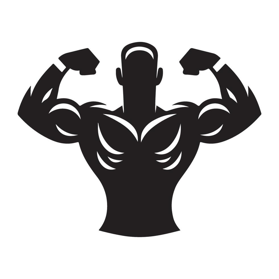 Bodybuilder Silhouette Illustration for Fitness and Gym vector