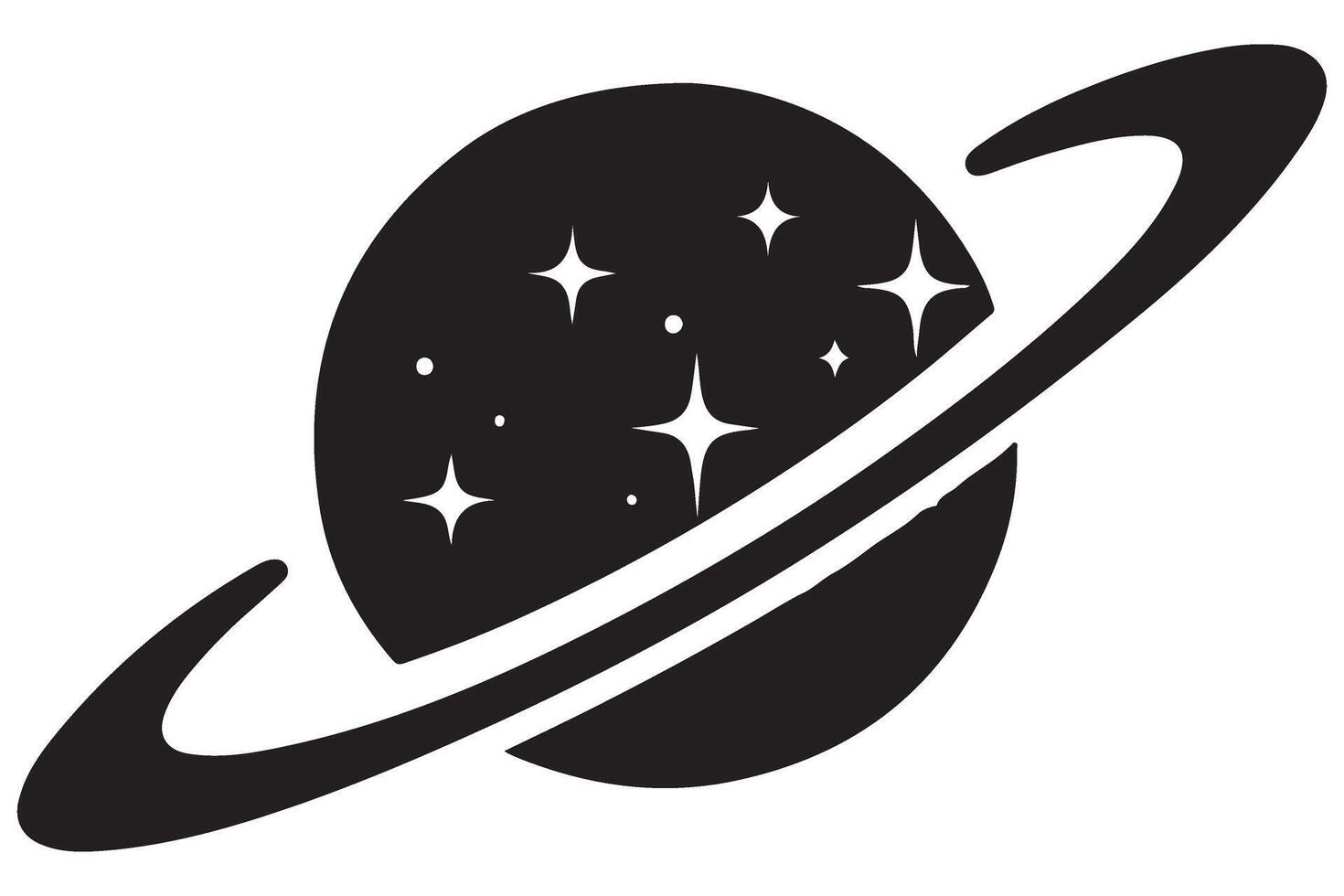 Planet Saturn Silhouette Image with Starry Rings Design vector